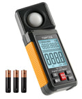 180 Degree Rotating Sensor Light Meter With Lux And Foot Candle Readings, Range 0.1 To 200000 Lux, Big Backlit 2.25 Inch LCD, Quick 0.5s Sampling, Perfect For Plant Lighting, Car Headlights, And Home Or Office LEDs. handheld digital light meter with rotating probe, backlit LCD, and batteries