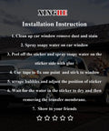 Installation instructions for Dodge Ram Rear Window American Flag Decal Matte Black USA Flag Sticker.