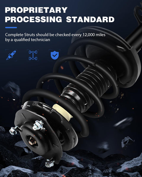 Close-up of Beefed Up Front Complete Strut Assembly With Springs For Toyota Camry 2007 To 2011 Left And Right Set Of 2