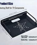 Diagram showing dimensions of Floating Wall Mount Entertainment Shelf For TV Area Under The TV AV Rack For Cable Box Blu Ray Player Game Console And Projector Gear Ready Metal Router Shelf Storage 10.27 By 8.07 Inches Modern Cable Organization