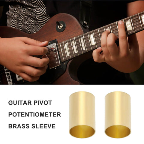Brass guitar pot sleeves, 10 pcs, 6.35 mm OD x 6.04 mm ID, for converting split-shaft pots to solid.