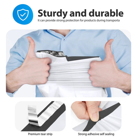 Person holding Bulk Pack Of 400 Poly Mailers 14.5x19 Inches Self Sealing Waterproof Heavy Duty Shipping Bags