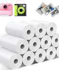 12 Roll Kids Instant Camera Print Paper Refill BPA Free 56mm By 24mm Thermal Paper For Photo Printers, Each Roll Prints About 60 Pics, Safe Premium Paper, stacked rolls
