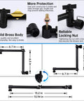 Diagram of 13 Inch Shower Head Extension Arm With Solid Brass Construction, Adjustable Height And Angle Extender, Matte Black