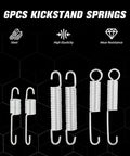 Ride Ready Universal Motorcycle Kickstand Springs Set For Dirt Bikes, Pit Bikes, Mini Bikes And Electric Scooters, Replacement Side Stand Springs, Stainless Steel, 83mm 103mm 105mm Fits Most Models, 6-pack