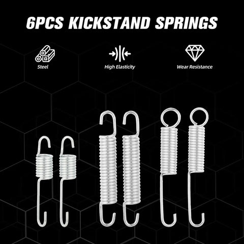 Ride Ready Universal Motorcycle Kickstand Springs Set For Dirt Bikes, Pit Bikes, Mini Bikes And Electric Scooters, Replacement Side Stand Springs, Stainless Steel, 83mm 103mm 105mm Fits Most Models, 6-pack