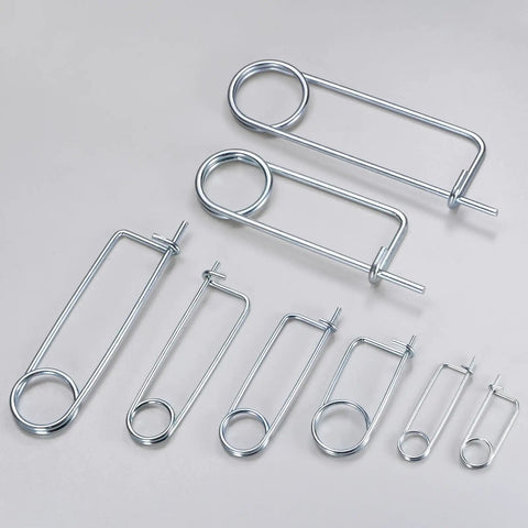 8 Pack Brooch Shape Cotter Pins With Quick Lock Fasteners 2x45mm Spring Steel Pins for garden lawn farm hooks shown