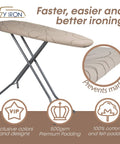 Heavy Duty Padded Ironing Board Cover And Pad No Fuss 15x54 Inches with floral beige pattern on board