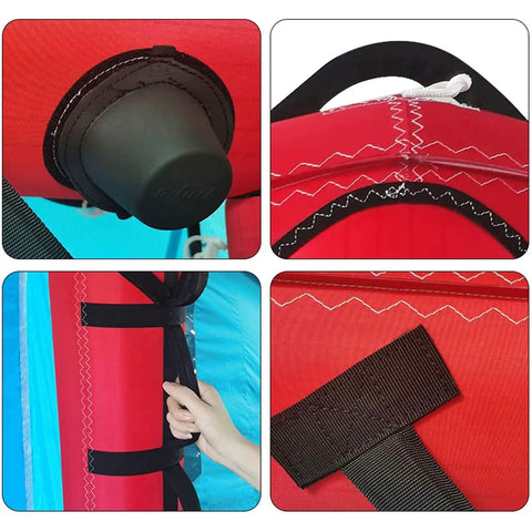 Close-up of Inflatable Surf Wing With Clear View Window Design For Safe, Smooth Rides, Durable Dope Foil Wing Surfing Kite details
