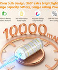 Corn bulb design showing 10000mAh battery details for Two Pack Wireless Battery Operated Wall Sconces With 10000mAh RGB Rechargeable Magnetic Bulbs, Remote Control, No Wiring Needed, Easy Install, Ideal For Bedroom, Living Room, Hallway Ambience.