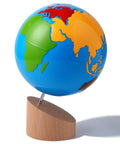 Montessori Color Globe 8.7 Inch Beechwood World Globe With Continent Outlines for Kid-Friendly Geography Learning