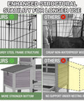 Comparison of Outdoor Waterproof Chicken Coop With Run showing sturdy steel frame and asphalt roof versus cheaper alternatives.