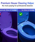 365Nm UV Black Light Mini Flashlight detecting stains on toilet seat, compared to 395nm UV flashlight, home cleaning aid.