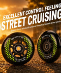 8 Pack Inline Skate Wheels Set With 72mm 76mm And 80mm Options, ABEC9 Bearings, 85A Durometer PU, two black wheels on street