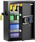 Heavy Duty 103 Position Electronic Key Lock Box with Anti Theft Deposit Slot open showing key tags and code panel