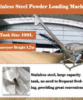 Heavy Duty Automatic Screw Feeder And Stainless Steel Powder Conveyor With Vibrating Hopper For Spices And Granules, 100L tank.
