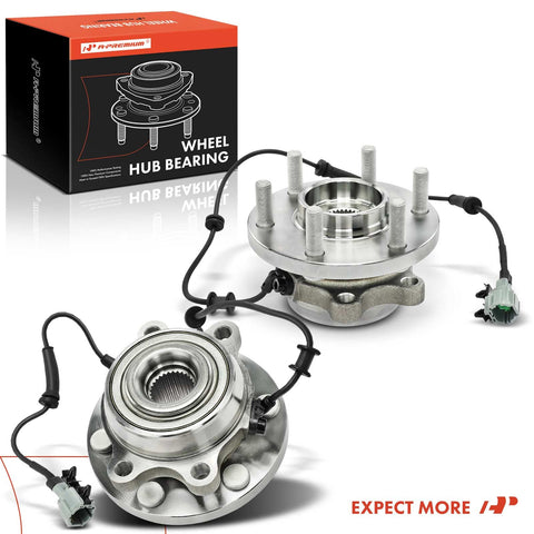 Front Wheel Bearing And Hub Assembly With ABS For 6-Lug 4WD Trucks And SUVs Fit Nissan Frontier 2005-2019, Pathfinder 2005-2012, Xterra 2005-2015, Suzuki Equator 2009-2012 Replacement Kit displayed with box
