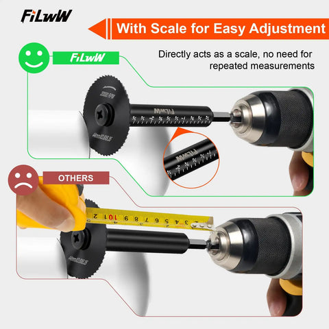 Inside Pipe Cutter Kit With Six Saw Tooth Blades Three Inch Scale One Quarter Inch Hex Shank Pro Grade Versatile Cutter for PVC