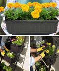 5 Tier Elevated Garden Bed With Lockable Caster Wheels For Freestanding Vertical Growing, Includes Five Planter Boxes To Grow Vegetables Herbs And Flowers Indoors Or Outdoors In A Space Saving Easy Peasy Assembly Durable Black Design displayed with colorful flowers.