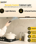 Remote control demonstration of Motion Sensor Light Bar With Rechargeable Battery, Dimmable Under Cabinet Lighting installed in kitchen.