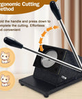 Button Making Circle Cutter For Die Cut Machines 1.73 Inch Circle Diameter 44mm, shown with ergonomic handles on a table