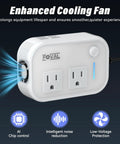 Slick 200W Car Power Inverter With Four Usb Ports And Dual Ac Outlets Transforming 12V Dc Into 110V Ac No Sweat Setup For Laptops Cpaps Game Consoles And Tailgate Parties White with cooling fan.