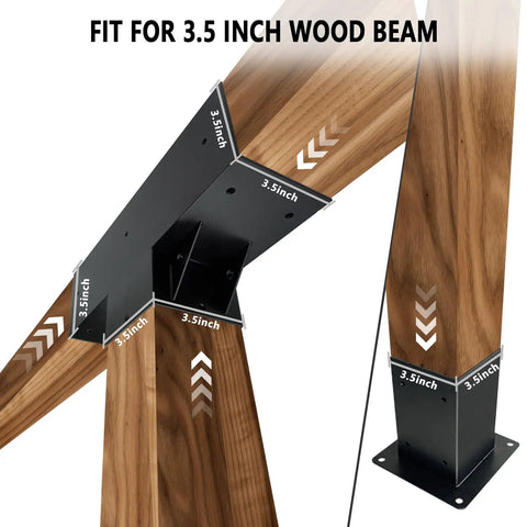 3 Way Pergola Brackets Kit For 4x4 Wood Beams With Post Anchors T Shape Flat Wood Brackets Heavy Duty Galvanized Steel Matte Black Finish Built To Last For Outdoor Patio Gazebos And Cabins 2 Pack