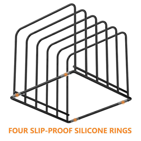 Sturdy Steel Kitchen Cabinet Organizer Rack With Five Slots For Skillets Pans Baking Trays And Chopping Boards Heavy Duty Cookware Holder