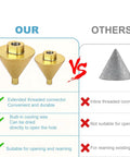 Slick Diamond Beveling Chamfer Bits For Angle Grinders And Electric Drills With Built In Cooling Wax For Dry Tile Ceramic Countersinking Two Pack M10 Adapter Zero Water Hassle Smooth Precision Cutting compared with standard bits.