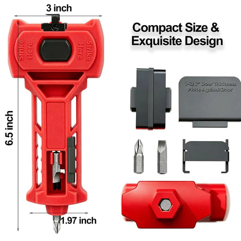 Must-Have Door Lock Installation Kit With Precision Latch Mortise Tool For Smooth DIY Home Hardware Projects And Super Easy Lock Upgrades. 3-inch red kit with bits and 1-3/8 in door guide