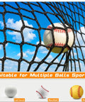 Baseball caught in Baseball And Softball Batting Net 26x16.5ft Replacement For Backyard Batting Cage Practice Durable Heavy Duty PE Net