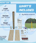 Components of Big Bertha Rocket Building Kit For Ages 10 Plus - Intermediate Flying Rocket Model Kit With Durable Body Tube, Molded Nose Cone