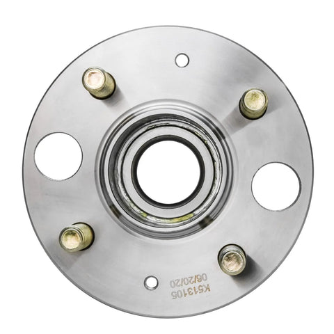 Front view of Two Piece Rear Wheel Bearing And Hubs Assembly With ABS Ring And 4 Lug For Honda Civic 1992 1995 1999 2000 Civic Del Sol 1995 1997 Acura Integra 1990 2001 4 Wheel ABS