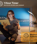Bright LED Floor Lamp With 12W 1080LM Dimmable Adjustable Gooseneck Reading Light in a cozy living room setting.