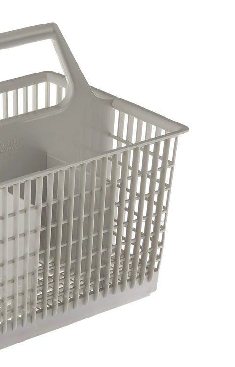 Durable Genuine OEM Silverware Basket Replacement For Dishwashers WD28X265, gray plastic basket with handle, grid design shown