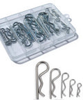 Heavy Duty Cotter Pins Kit With Alloy Steel R Clip Set 52 Pieces Six Sizes in plastic case for trailers and trucks
