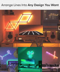 Lines LED Wall Lights Expansion Pack, 3 Panel RGBW Smart Geometry Light Bars with Screen and Music Sync, arranged in various patterns
