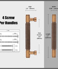 Diagram of Antique Brass Knurled Cabinet Pulls Set, 10 Pack, 3.75 Inch 96mm Kitchen Cabinet Handles with dimensions.
