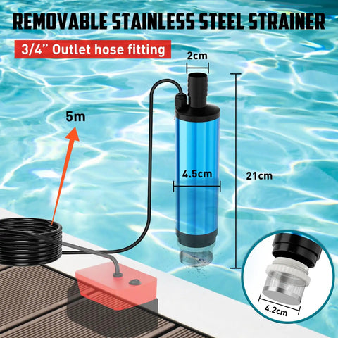 Zero Drama Cordless Submersible Water Pump Heavy Duty Silent Operation Swift Flow Draining compatible with Milwaukee 18V in pool