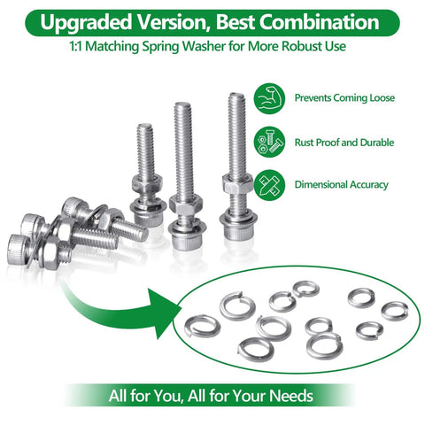 DIY Ready 1400 Piece Metric Screw And Nut Kit In 304 Stainless Steel M2 M3 M4 Bolts And Nuts With Hex Socket Head Cap Washers