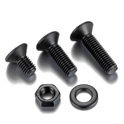 1310 Piece Metric Hex Socket Flat Head Screw Bolt Assortment Kit With Washers And Nuts M2 M3 M4 M5 M6 showing various black screws, nut, and washer.