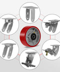 Heavy Duty 5 Inch Caster Wheels Replacement 1000 Lbs Per Wheel Beefed Up Polyurethane On Cast Iron Wheel Half Inch Bore Setup