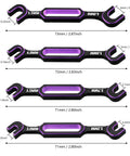 Aluminum RC Wrench Set 4 Piece With 3.0 3.2 3.5 3.7 4.0 5.0 5.5 6.0mm Turnbuckle Nut Ball Joint Remover For RC Cars Boats Drones Upgrade Tools Purple Kit, showing four purple aluminum wrenches with labeled sizes.