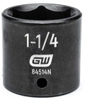 Beefy 1/2 Inch Drive 6 Point Impact Socket 1-1/4 Inch Heavy Duty With Off Corner Loading Black Oxide Finish Front View