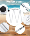 Heavy Duty 6.56ft Aluminum Beach Tent Poles 2 Pack Replacement Set showing foldable and wind-resistant features on sand