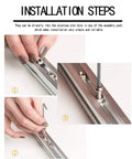 Installation steps for 50 Pack 4040 Series M8 Hammer Head T Slot Nuts in 40 Series Aluminum Extrusion shown in close-up steps.