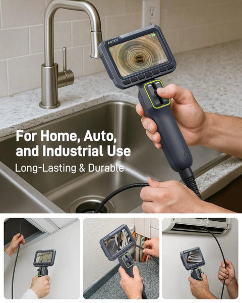Using 6.6 Foot Articulating Borescope With 210 Degree Two Way Tilt 0.22 Inch Slim Probe High Brightness LEDs for sink inspection