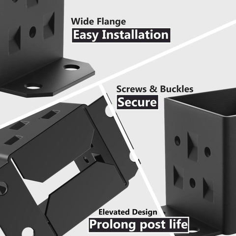 Heavy Duty 4x4 Post Base Anchor Kit With All Accessories For Wood Fence Deck And Pergola Mounting In Steel Post Brackets