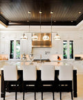 Modern kitchen with island seating, under Rosewood 4 Inch Recessed Light Trim With Metal Step Baffle For Halo Juno Remodel Housings