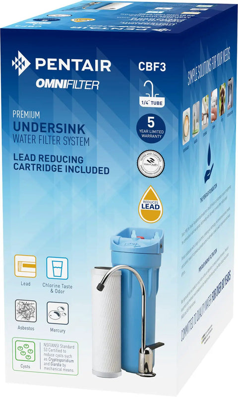Box of Undersink Water Filtration System With EZ Quick Connect 1 Quarter Inch Tubing - Premium Single Stage Carbon Filtration